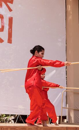 San Diego, CA, USA â July 1, 2017: Chinese martial arts demonstration performed at the San Diego Zoo Safari park. Editorial only.のeditorial素材