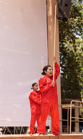 San Diego, CA, USA  July 1, 2017: Chinese martial arts demonstration performed at the San Diego Zoo Safari park. Editorial only.のeditorial素材