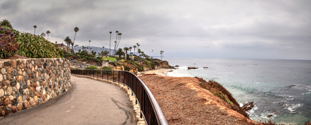 Overcast Summer sky over Heisler Park in Laguna Beach, California.の写真素材