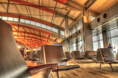 Raleigh Durham, North Carolina, USA â November 24, 2018: Raleigh Durham International Airport terminal during holiday travel.のeditorial素材