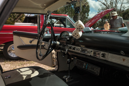 Estero, Florida, USA - February 23, 2019:  White 1956 Thunderbird at the 10th Annual Classic Car and Craft Show at historic Koreshan State Park.のeditorial素材
