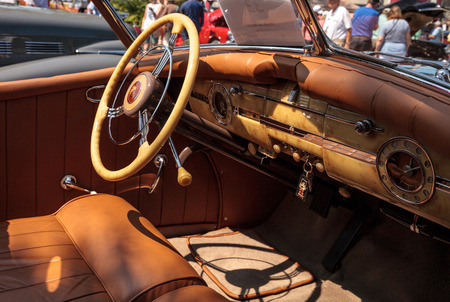Naples, Florida, USA â€“ March 23,2019: Black 1940 Packard at the 32nd Annual Naples Depot...