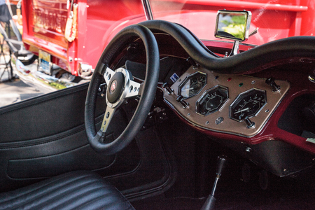 Naples, Florida, USA â March 23,2019: Red 1954 MG TF at the 32nd Annual Naples Depot Classic Car Show in Naples, Florida. Editorial only.のeditorial素材