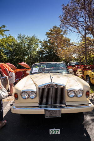 Naples, Florida, USA â March 23,2019: Cream 1985 Rolls Royce Corniche Drop Head at the 32nd Annual Naples Depot Classic Car Show in Naples, Florida. Editorial only.のeditorial素材