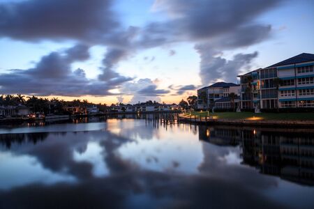 Dusk sunrise over Venetian Bay in Naples, Floridaの写真素材