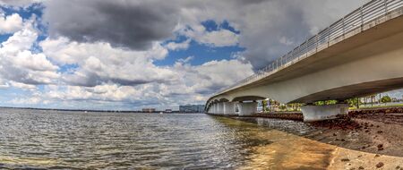 Bridge of Gulf of Mexico Drive from the park on Long Boat Key in Sarasota, Floridaの写真素材