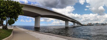 Bridge of Gulf of Mexico Drive from the park on Long Boat Key in Sarasota, Floridaの写真素材