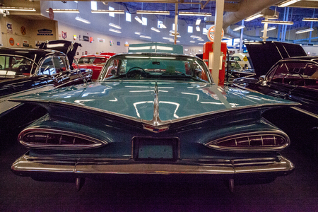 Punta Gorda, Florida, USA â October 13, 2019: Blue 1961 Chevrolet Bel Air convertible displayed at the Muscle Car City museum. Editorial Useのeditorial素材