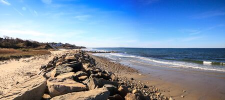 Mayflower Beach in Dennis, Massachusetts on Cape Cod in the fall.の写真素材
