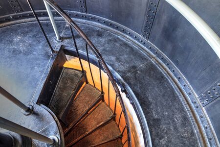 Spiral stairs inside the Cape Florida Lighthouse at Bill Baggs Cape Florida State Park at Key...