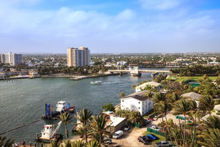 Aerial view of Hillsboro Beach in Pompano Beach, Florida.