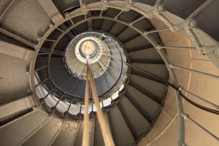 Hillsboro Inlet, Florida â January 12, 2020: Spiral Stairs of the Hillsboro Lighthouse along the shore of Hillsboro Beach in Pompano Beach, Florida.のeditorial素材