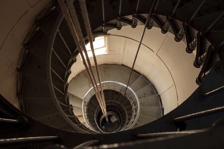 Hillsboro Inlet, Florida â January 12, 2020: Spiral Stairs of the Hillsboro Lighthouse along the shore of Hillsboro Beach in Pompano Beach, Florida.のeditorial素材