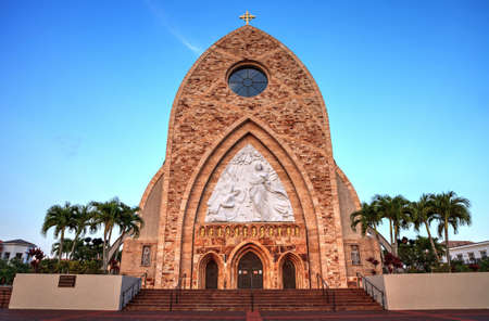 Ave Maria, Florida, USA â April 19, 2020: Ave Maria Parish Church on the Ave Maria University campus at sunset in Ave Maria, Florida.のeditorial素材