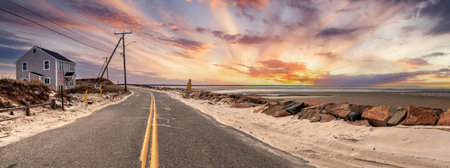 Panoramic view of the beach in Cape Cod, Massachusetts.の写真素材