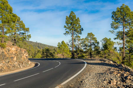 Bicycle routes at national park Teide, Tenerife islandの写真素材