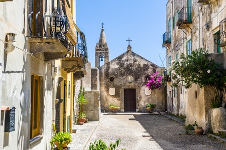 Lipari authentic old town church. Italy touristic places.の写真素材
