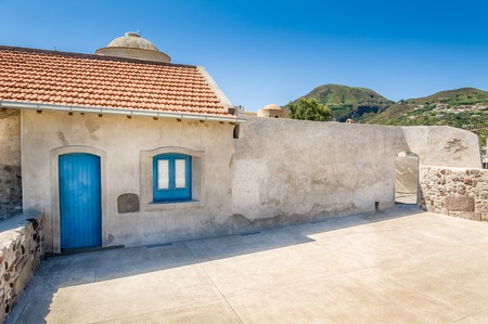 Lipari island traditional house. Sicily summer travel.の写真素材