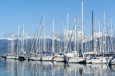 Sailing boats and yachts in the marina. Mediterranean sea.
