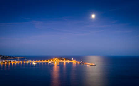 Ibiza harbour at night. Eivissa, Balearic islands, Spainの写真素材