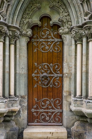 Old cathedral door, Nidaros, Trondheim, Norway.の写真素材