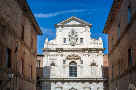Siena historic buildings facade. Toscana region attractions, Italyの写真素材
