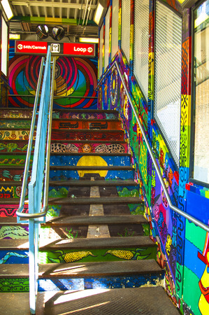Murals in the underground, Pilsen Chicagoのeditorial素材