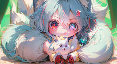 The star seeker Klein with Wuffiの写真素材