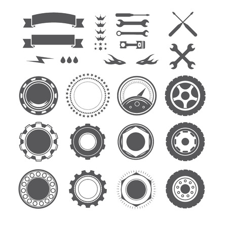 Set to create a vintage logo, badge, emblem or logotype elementのイラスト素材