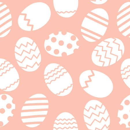 Seamless pattern with flowers, rabbits and Easter eggsの写真素材