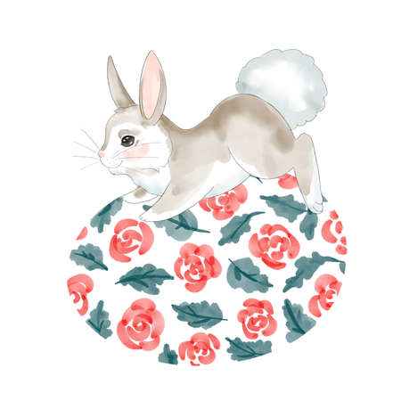 Easter drawing consisting of multi-colored eggs. Watercolor drawingの写真素材