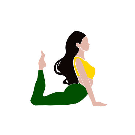 Young girl yoga posing. Flat style illustrationの写真素材