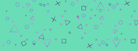 game pieces: triangle, cross, square and circle. illustration rectangular ivy blue backgroundの写真素材