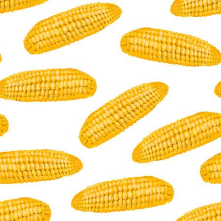 Seamless pattern with fresh ripe corn cobsの写真素材