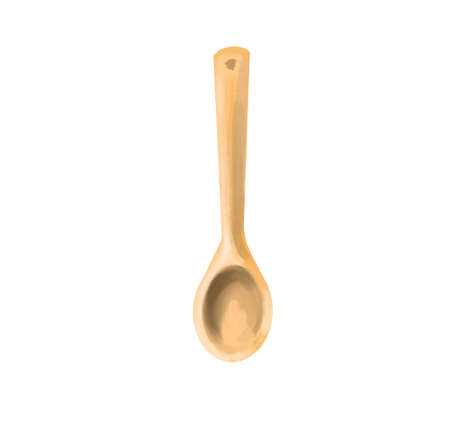 Isolated baking tools on white background. background. Wooden spatulas, spoons, whisk, measuring spoons. Hand-drawn in watercolour.の写真素材