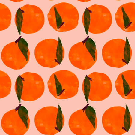 Seamless pattern with pink peaches. For wrapping paper and fabric. Elements for decoration and baby room interior. Hand drawn watercolor illustration.の写真素材