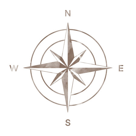 Geography science old compass isolated on white background.Compass wind rose icon logo