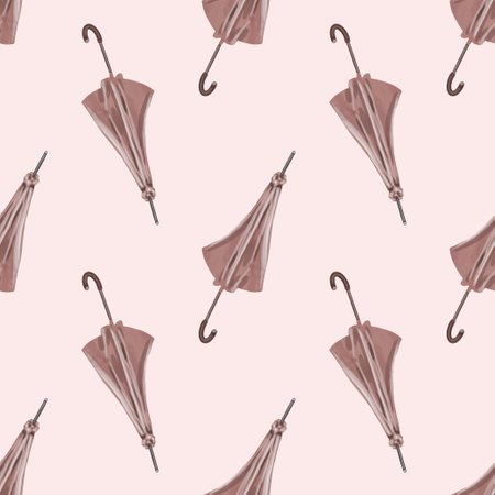 Watercolor rose umbrellas seamless pattern. Rose backgroundの写真素材