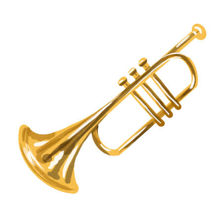 watercolor musical trumpet. Musical instrument is isolated on a white backgroundの写真素材