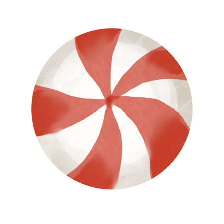 Watercolor lollipop red and white. Sweet candy isolated on a white backgroundの写真素材