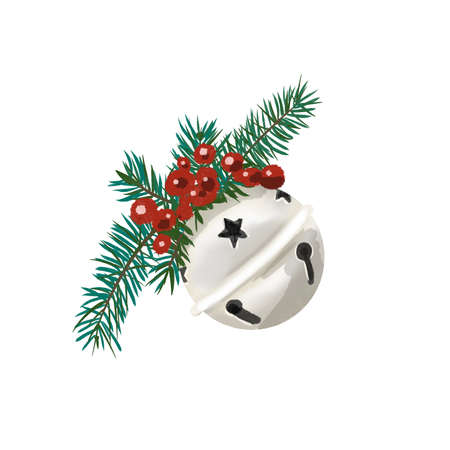 watercolor bell. Christmas bell. New Years decorの写真素材
