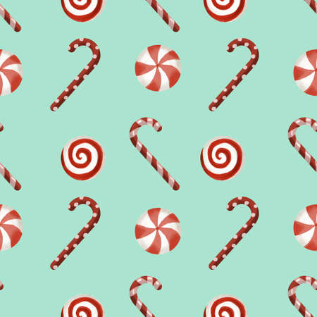 Watercolor Christmas seamless pattern. Christmas decor and giftsの写真素材