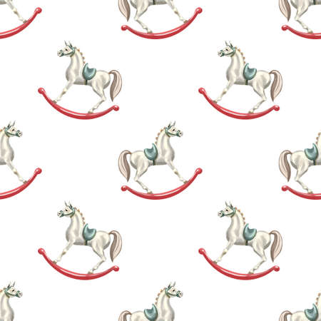 Watercolor Christmas seamless pattern. Christmas decor and giftsの写真素材