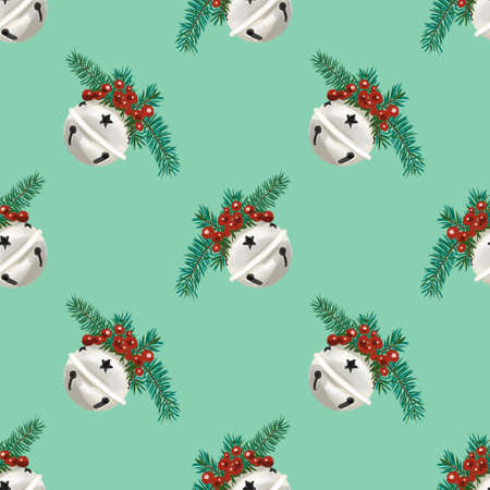 Watercolor Christmas seamless pattern. Christmas decor and giftsの写真素材