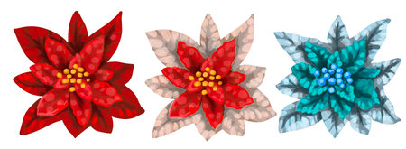 Watercolor Poinsettia. Christmas star. Christmas flower isolated on a white backgroundの写真素材