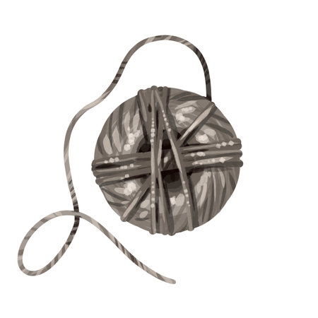 watercolor thread coil. a coil of rope gray. object for sewing and DIYの写真素材