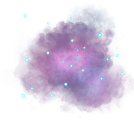 Illustration of a magical purple cloud. the holy lights are blue and yellow.の写真素材