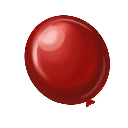 Watercolor red balloon of round shape. Isolated on a white backgroundの写真素材