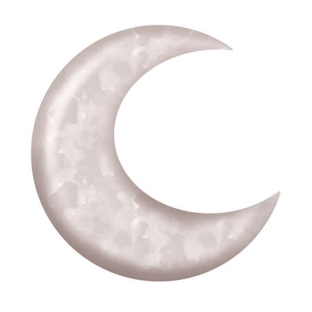 Watercolor illustration of a crescent moon in white. Childrens toy month isolated on a white backgroundの写真素材