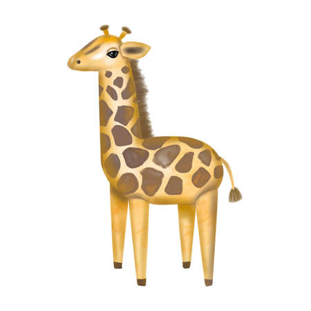 watercolor illustration of a giraffe. baby baby giraffe toy. isolated on a white backgroundの写真素材